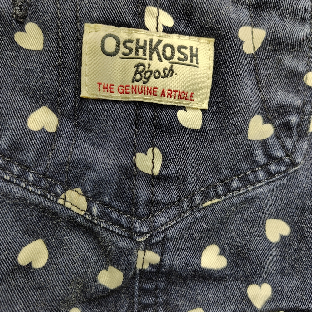 OshKosh B'gosh Denim Overalls with Cream Heart Pattern VESTBAK - Picture 2 of 6